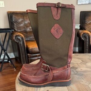 Chippewa Leather and Canvas Boots - Brown and Olive